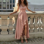 Load image into Gallery viewer, Elegant Dress Vestidos Dresses 2025 Woman Off Shoulder Solid Color Sleeveless Banquet Irregular Hem Temperament Commuting Slim