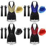 Load image into Gallery viewer, Women Modern Dance Dress Performance Costume Shiny Sequins Sleeveless Latin Jazz Tango Salsa Dance Leotard Bodysuit Dress Outfit