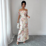 Load image into Gallery viewer, Women's Dresses Elegant and Romantic Ruffled Dress Ladies Sexy Off-the-Shoulder Fitted Mesh Floral Dress Party Gown for Female