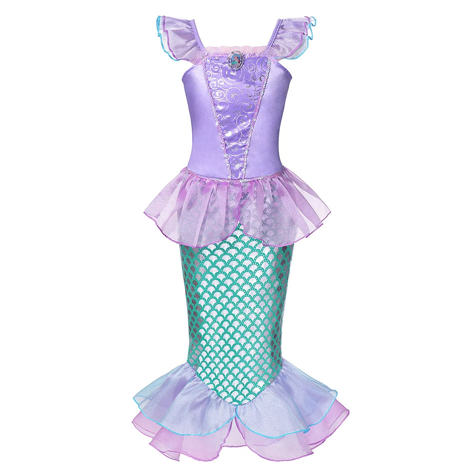 Girl Elsa Anna Dress Princess Costume Snow Queen Dress Baby Halloween Ariel Carnival Clothes Kids Cosplay Clothes Party Clothing