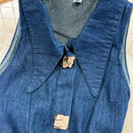 Load image into Gallery viewer, Denim Dress Women Long Dresses Turn Down Collar Sleeveless Party Club Hollow Out Jeans High Waist Slim Single Breasted Vestidos