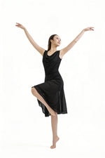 Load image into Gallery viewer, Adult Women Lyrical Dance Costume Modern Contemporary Dancewear V-Neck Backless Mesh Tulle Flowy Overlay Dress Stage Performance