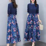 Load image into Gallery viewer, Women's Clothing Casual Printed Dresses Spring Autumn New Single-breasted Fashion Turn-down Collar Commute Drawstring Long Dress