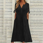 Load image into Gallery viewer, New women's dress, with slits and open V-neck, lace ruffles, elegant mid-length women's casual party dress
