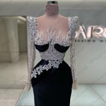 Load image into Gallery viewer, Gorgeous Black Women's Evening Dresses Fascinating Sparkling Beading Mermaid Simple Long Sleeves Slimming Customized Prom Gowns