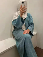 Load image into Gallery viewer, 2025 Ramadan Eid Djellaba Plain Modest Muslim Dress Dubai Abaya Turkey Kaftan Kebaya Arabic Robe Women Islam Jalabiya Vestidos