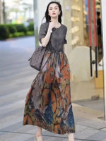 Load image into Gallery viewer, Fashionable Dress for Women 2025 Summer New Retro Drawstring Waist-hugging Long A-line Skirt