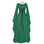 Load image into Gallery viewer, Women'S Halloween Costume Long Sleeved Round Neck Lace-Up Waist Irregular Dresses Medieval Retro Elegant Evening Dress