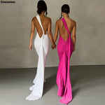 Load image into Gallery viewer, Womens Elegant Evening Party Cocktail Long Dress Sexy Backless Open Back Ruched Slim Bodycon Formal Wedding Guest Maxi Dress