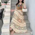 Load image into Gallery viewer, Indian Dress for Women Summer Embroidery Chic Elegant Party Dresses Clothes Vintage Long Maxi Prom Bohemian Beach Robe Vestidos