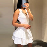 Load image into Gallery viewer, Women's Dresses 2025 Halter Pink Mini Dresses Chic v Neck Layer Ruffles Hem Dress A Line Vestido Summer Ladies Street Party Wear