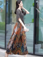 Load image into Gallery viewer, Fashionable Dress for Women 2025 Summer New Retro Drawstring Waist-hugging Long A-line Skirt
