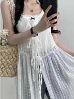 Load image into Gallery viewer, Embroidered Dress for Women in Summer Thin Lace up Layered Vest Long Cover Skirt