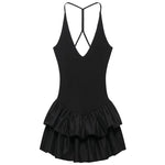Load image into Gallery viewer, Women's Dresses 2025 Halter Pink Mini Dresses Chic v Neck Layer Ruffles Hem Dress A Line Vestido Summer Ladies Street Party Wear