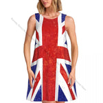 Load image into Gallery viewer, Women's Dress Summer Casual T Shirt Dresses Beach Cover up Grunge Union Jack Flag Tank Dress