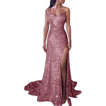 Load image into Gallery viewer, 2026 Women's Wedding Party Dress Evening Elegant Sexy Deep V Neck One Shoulder Sleeveless Sequined Long Maxi Dresses For Women