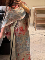 Load image into Gallery viewer, Women Tropical Leaf Print Cape Two Piece Set Batwing Loose Top High Waist Maxi Dress 2026 Summer Fashion Vacation Casual Suit