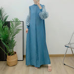 Load image into Gallery viewer, Women Elegant Evening Party Dresses 2025 Summer New Solid Colour Classic Long Sleeve Plate Flower Design Prom Dresses Female