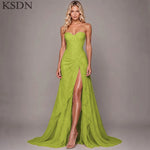 Load image into Gallery viewer, Elegant Women Evening Dresses for Women Luxury Chiffon Chapel Train Gowns Side Slit Sleeveless Wedding Long Dress Vestidos
