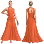 Load image into Gallery viewer, Womens Lyrical Dance Dresses Mock Neck Wide Hemline Shiny Rhinestones Maxi Dress Sleeveless Modern Contemporary Leotard Dresses
