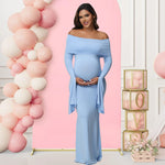 Load image into Gallery viewer, Women Maternity Dresses For Photoshoot Sexy Off Shoulder Long Sleeve Bodycon Pregnancy Baby Shower Maxi Gown