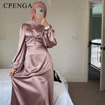 Load image into Gallery viewer, Ramadan Arabic Muslim Women Modest Dress Elegant Dubai Satin Abaya Islamic Party Clothing Holiday Travel Outfit 2025 Turkey Robe