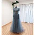 Load image into Gallery viewer, Elegant Muslim Evening Dress for Women 2026 Luxury Dubai High Neck Long Sleeves Beads Formal Prom Wedding Party Gowns Customized