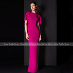 Load image into Gallery viewer, Wedding Guest Dresses for Women 2025 O Neck Cape Rose Red Formal Evening Gown Column Floor Length Mother of the Bride Dress Long