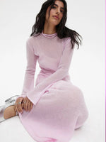 Load image into Gallery viewer, Sweet Pink Mohair Knitted Dress+Vests Dress Women New O-neck Casual Long Sleeve Dresses Suspenders Chic Vintage Two-piece Suit