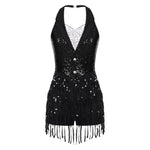Load image into Gallery viewer, Women Modern Dance Dress Performance Costume Shiny Sequins Sleeveless Latin Jazz Tango Salsa Dance Leotard Bodysuit Dress Outfit