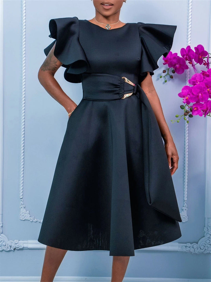 2026 Summer Dresses For Women Ruffle Short Sleeve Maxi Robe Turkey African Clothes Wedding Birthday Prom Party Evening Gowns