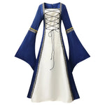 Load image into Gallery viewer, Women’s Medieval Costume Halloween Fashion Dress Vintage Full-Skirted Long-Sleeved Dress Lace-Detail Party and Casual Dress