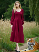 Load image into Gallery viewer, Women'S Dress Autumn Woman Long Sleeve Square Collar Elegant Beautiful Feminine Pretty Sweet Lovely Cute Fancy Exquisite Simple