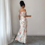 Load image into Gallery viewer, Women's Dresses Elegant and Romantic Ruffled Dress Ladies Sexy Off-the-Shoulder Fitted Mesh Floral Dress Party Gown for Female