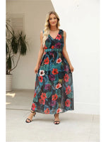 Load image into Gallery viewer, Women's Print Dress Fashion V-Neck Sleeveless High Waist Loose Dresses Robe Femme Casual Party Holiday Dresses For Women Summer