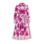 Women Dresses Party Dresses Retro Shirt Dress Long Sleeved Belt Single Row Buckle Layered Skirt Hem Design Casual Dresses