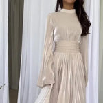 Load image into Gallery viewer, Muslim Modest Dress for Women Lace Up Pleated Long Dresses Jalabiya Ramadan Morocco Dubai Kaftan Islam Vestidos Arab Robe Abayas