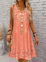 Load image into Gallery viewer, Women's Off-Shoulder Dress, Floral Embroidery, Sleeveless, Casual Spring &amp; Summer Wear