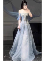 Load image into Gallery viewer, Blue Evening Dress For Women 2025 New High-End Sense Of Style Coming-of-Age Dress High-End Light Luxury Annual Meeting Art Exam