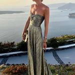Load image into Gallery viewer, Women Sexy Dress Bronzing Backless Large Hem Beach Party Dress Off Shoulder Sexy Chest Wrapping Long Gown Dress Female Clothing