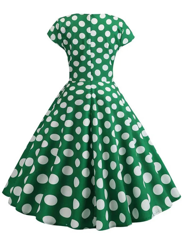 Women Summer Music Note Print Dress 50s 60s Robe Retro Swing Casual Vintage Party Dresses Vestidos