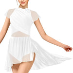 Load image into Gallery viewer, Women Lyrical Modern Dance Dress Water-drop Hollow Back High-Low Mesh Skirted Contemporary Dance Costume