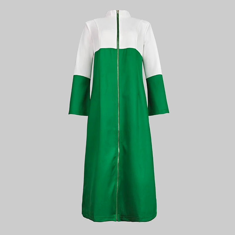2026 Women Bodycon Dress Women's Casual Dresses Elegant Women's Dresses Contrast Color Zipper Long Sleeve Formal Outfit