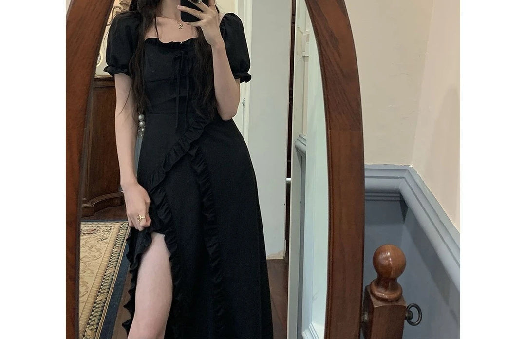 Black Dress for Women 2026 New Summer Niche Design High-end Long Skirt French Skirt