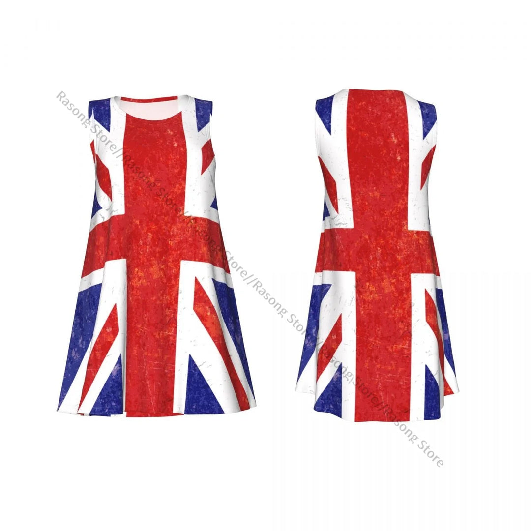 Women's Dress Summer Casual T Shirt Dresses Beach Cover up Grunge Union Jack Flag Tank Dress