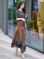 Load image into Gallery viewer, Fashionable Dress for Women 2025 Summer New Retro Drawstring Waist-hugging Long A-line Skirt