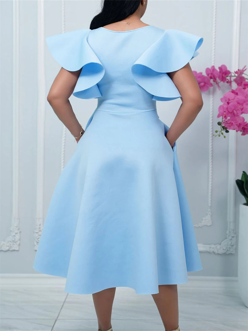 2026 Summer Dresses For Women Ruffle Short Sleeve Maxi Robe Turkey African Clothes Wedding Birthday Prom Party Evening Gowns