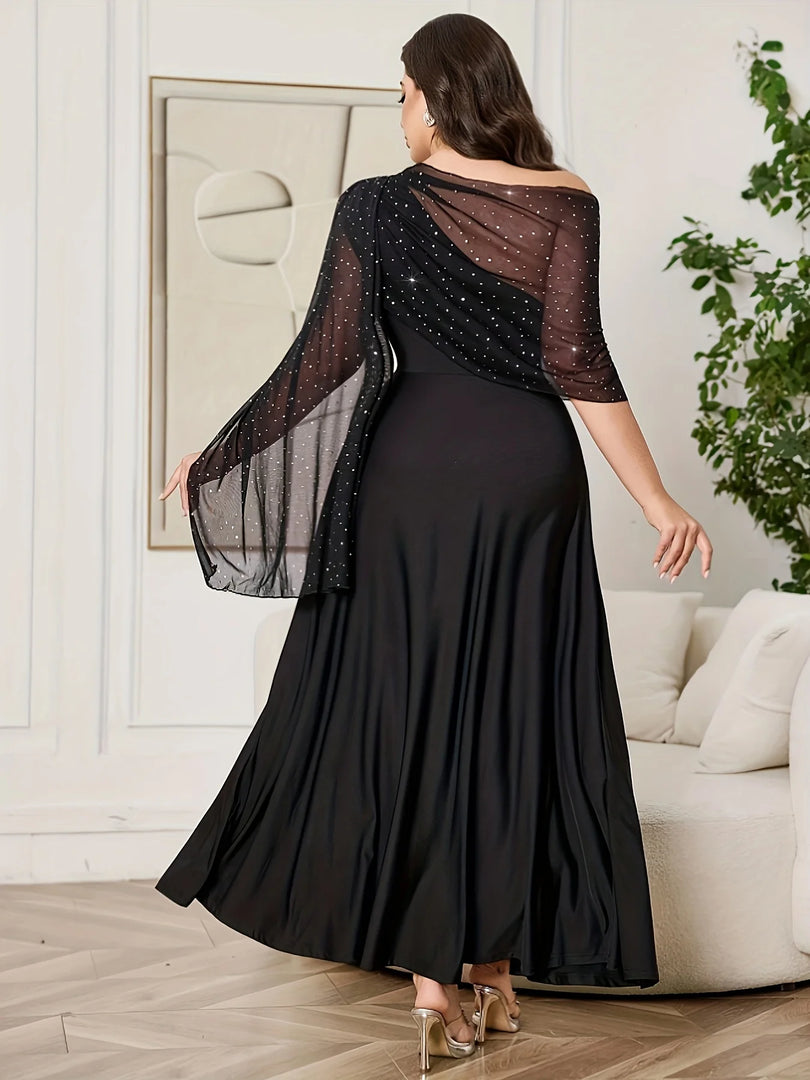 Large Women's Elegant Solid Color Dress