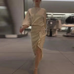 Load image into Gallery viewer, Women's Dress New Pleated Slit Midi Dress Spring Sexy Elegant Women's Long Dress
