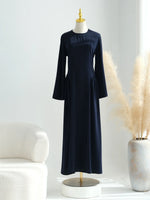 Load image into Gallery viewer, Muslim Women Dubai Traditional Abaya Dress Solid Back Strap Fitted Waist Long Dresses Kaftan Prayer Robe Femme Islamic Clothing